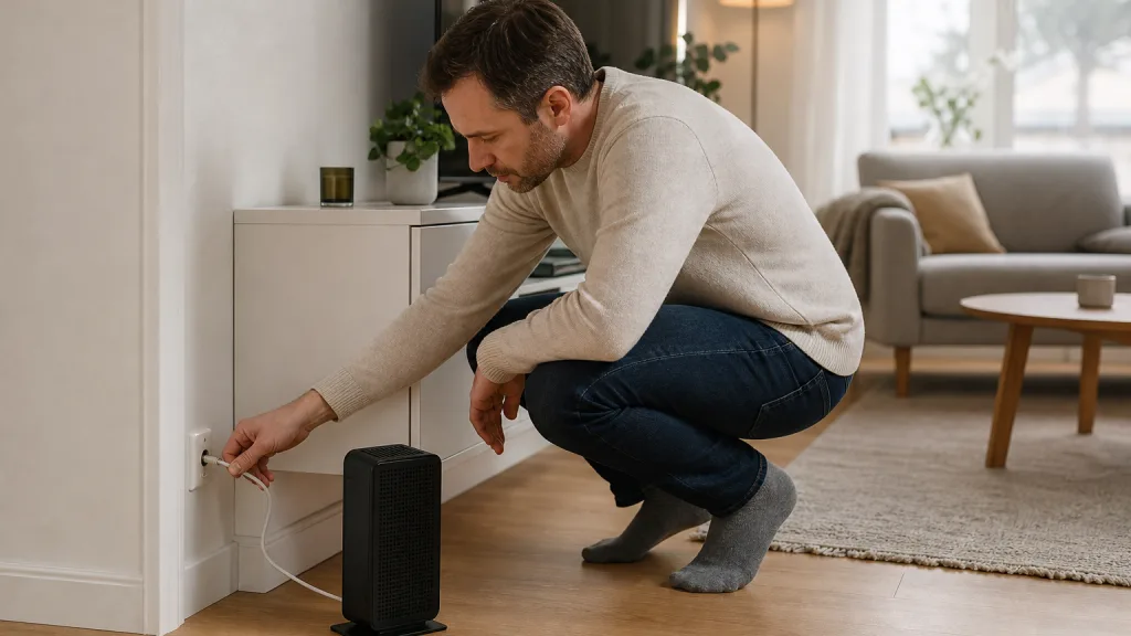 Kabelmodem inkopplat i ett tv-uttag för koax i en svensk lägenhet