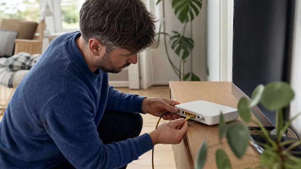 5G-router för mobilt bredband uppställd vid ett fönster i ett svenskt hem