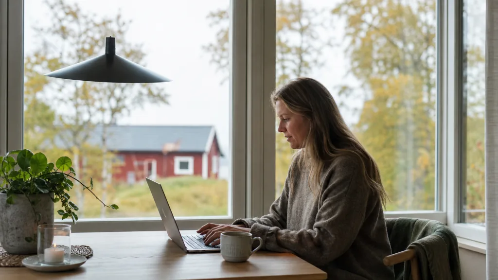 Hus i nordisk glesbygd med mobil uppkoppling